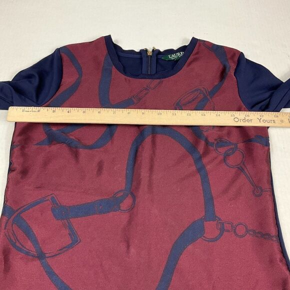 Lauren Ralph Lauren Pencil Dress Equestrian Print 3/4 Sleeve Zip Pullover Small - Picture 6 of 10